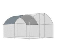 PawHut Gallinero para Exterior 2,8x3,4x1,9 m Cubierta de Tela Oxford Anti-UV Impermeable Pestillos para 10-16 Gallinas Plata