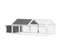 PawHut Gallinero de Madera de 2 Pisos para 4-8 Gallinas 240x112,5x76 cm White Gray 240x112.5x76 cm