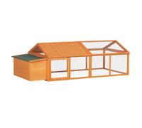PawHut Gallinero de Madera Grande Exterior para 4-8 Gallinas con Techo Abatible Nido 240x112,5x76 cm Madera Natural Aosom España