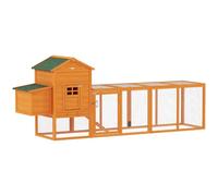 PawHut Gallinero para Exterior 3-6 Gallinas 297,5x68x118 cm Natural | Gallinero Grande de Madera, Nido, Corral, Bandeja Extraíble, Techo Asfáltico, Rampa, Puerta con Cerradura, Conejera