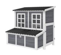 Pawhut gallinero para exterior de madera, 100x86x100 cm, para 2-4 gallinas, gallinero, nido con cierres, bandeja extraíble, techo impermeable, puertas, perchas, conejera, gris claro 100 cm