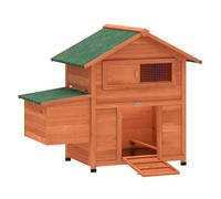 Pawhut gallinero para exterior de madera, 113,5x67,5x95,5 cm, para 2 gallinas, gallinero con nido, bandeja extraíble, techo impermeable, ventana deslizante, rampa, perchas, conejera, naranja 95.5 cm