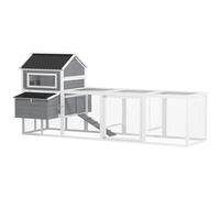 PawHut Gallinero para Exterior de Madera Jaula Grande para 10-15 Gallinas con Perchas Columpio Rampa y Bandeja Extraíble 315,5x150,5x140,5 cm Gris