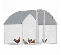 PawHut Gallinero para Exterior Grande 2,8x1,7x1,9 m 5-8 Gallinas Plata | 14,2 m² , Jaula de Acero Galvanizado, Cubierta de Tela Oxford, Anti-UV e Impermeable, Puerta y Pestillos