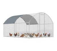 PawHut Gallinero para Exterior Grande 2,8x3,4x1,9 m 10-16 Gallinas Plata | 9,5 m² , Jaula de Acero Galvanizado, Cubierta de Tela Oxford, Anti-UV e Impermeable, Puerta y Pestillos