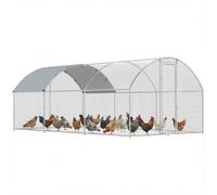 PawHut Gallinero para Exterior Grande, 2,8x5,1x1,9 m, 14,2 m², Gallinero de Acero Galvanizado con Cubierta de Tela Oxford, Anti-UV e Impermeable, Puerta y Pestillos, Jaula para 15-24 Gallinas, Plata