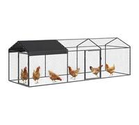 PawHut Gallinero para Exterior Grande, 3x1x1 m, Gallinero Metálico con Cubierta Tela Oxford, Anti-UV e Impermeable, 2 Puertas con Cerradura, Jaula para 3-5 Gallinas, Patos o Conejos, Negro