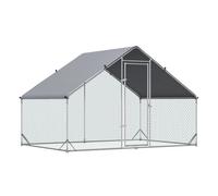 PawHut Gallinero para Exterior Grande 3x2x2 m Jaula para 4-6 Gallinas Gallinero para Gallinas de Acero Galvanizado con Cubierta de PE y Cerradura Plata