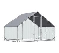 PawHut Gallinero para Exterior Grande 3x2x2 m Jaula para 4-6 Gallinas Gallinero para Gallinas de Acero Galvanizado con Cubierta de PE y Cerradura Plata