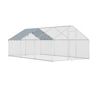 PawHut Gallinero para Exterior Grande, 5,1x3x1,9 m, Gallinero de Acero Galvanizado, Puerta con Doble Cierre, Cubierta Tela Oxford, Anti-UV e Impermeable, Diseño Accesible, para 15-24 Gallinas, Plata