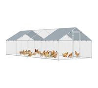 PawHut Gallinero para Exterior Grande, 6,8x3x1,9 m, Gallinero de Acero Galvanizado, Puerta con Doble Cierre, Cubierta Tela Oxford, Anti-UV e Impermeable, Diseño Accesible, para 20-30 Gallinas, Plata