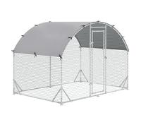 PawHut Gallinero para Exterior Grande de Acero Galvanizado 280x190x197 cm Jaula de Gallinas Cubierta de Tela Oxford Impermeable y Resistente a los Rayos UV para Patio Plata