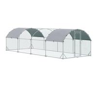 PawHut Gallinero para Exterior Grande de Acero Galvanizado 280x760x197 cm Jaula de Aves Cubierta de Tela Oxford Impermeable y Resistente a los Rayos
