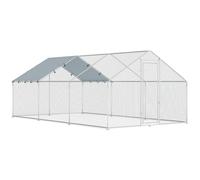 PawHut Gallinero para Exterior Grande de Acero Galvanizado 5,1x3x1,9 m 15,3 m² con Cubierta Tela Oxford y Cerradura Plata