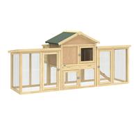 PawHut Gallinero para Exterior Grande de Madera 204x85x93 cm con Caja de Anidación Corral Bandeja Extraíble y Percha Natural Madera Natural