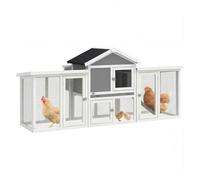 PawHut Gallinero para Exterior Grande de Madera, 204x85x93 cm, Gallinero con Caja de Anidación, Corral, Bandeja Extraíble, Techo Impermeable, Rampa y Percha, Jaula para Conejos, Patos, Gris