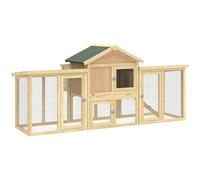 PawHut Gallinero para Exterior Grande de Madera, 204x85x93 cm, Gallinero con Caja de Anidación, Corral, Bandeja Extraíble, Techo Impermeable, Rampa y Percha, Jaula para Conejos, Patos, Madera Natural