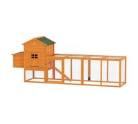 PawHut Gallinero Exterior Grande de Madera para 3-6 Gallinas con Techo Asfáltico Nido Bandeja Extraíble 297,5x68x118 cm Natural Aosom España
