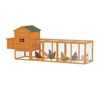PawHut Gallinero para Exterior Grande de Madera, 297,5x68x118 cm para 3-6 Gallinas, Gallinero con Nido, Corral, Bandeja Extraíble, Techo Asfáltico, Rampa, Puerta con Cerradura, Conejera, Natural