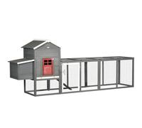 PawHut Gallinero para Exterior Grande de Madera 300x66x116 cm con Nido Corral Bandeja Extraíble Techo Asfáltico Rampa Gris