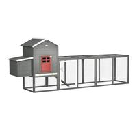 PawHut Gallinero para Exterior Grande de Madera, 300x66x116 cm, Gallinero con Nido, Corral, Bandeja Extraíble, Techo Asfáltico, Rampa, Puerta con Cerradura, Jaula para 3-6 Gallinas o Conejos, Gris