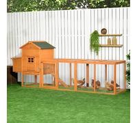 PawHut Gallinero para Exterior Gallinero de Madera Jaula Grande para 3-6 Gallinas con Ponedero Techo Asfáltico Bandeja Extraíble y Rampa 297, 5x68x118 cm y