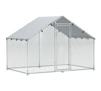 PawHut Gallinero para Exterior Grande, 6,8x3x1,9 m, Gallinero de Acero Galvanizado, Puerta con Doble Cierre, Cubierta Tela Oxford, Anti-UV e Impermeable, Diseño Accesible, para 20-30 Gallinas, Plata