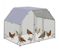 PawHut Gallinero para Exterior Walk-in, 2,8x1,9x1,95 m, Gallinero para 4-6 Gallinas de Acero Galvanizado, Recinto Espacioso con Toldo Oxford Anti-UV, Malla Hexagonal y Cierre de Seguridad, Plata