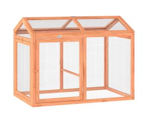 PawHut Gallinero Recinto exterior con barra para posarse y doble puerta, de madera y metal, para 2 gallinas, 104 x 70,5 x 84 cm Naranja Aosom España