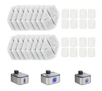 PawHut Gato Fuente Filtro Triple filtración 16 Piezas Blanco | Dispensador de agua filtrada para gato y perro, algodón PP, carbón activado, resina de intercambio iónico
