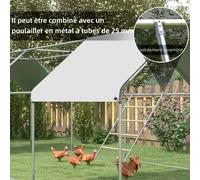 Pawhut Gran Escalera para Gallinero de 4 Niveles con Peldaños de Madera y de Acero Galvanizado, Compatible con Recinto para Gallinas, 140 X 86 X 2,5 Cm, Plata