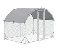 PawHut Grand Recinto Gallinero Exterior 5,32 ㎡ 2,8 x 1,9 x 1,97 m Plata | Perrera, aviario exterior, parque a la parrilla, techo anti-UV, acero galvanizado, puerta abatible
