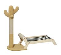 Pawhut Hamaca para gatos con rascador para gatos en forma de Cactus Design 2 en 1 para interiores, 88,5 x 31,5 x 76,5 cm, multicolor