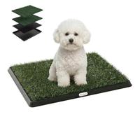 PawHut Inodoro para Perros 63x50.5 cm con 2 cesped Artificial Lavable | Inodoro para perros, orinal para cachorros, balcón, hogar, apartamento