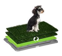 PawHut Inodoro para Perros con 2 Céspedes Artificiales Rejilla y Bandeja para Entrenamiento de Cachorros 67x41x3,5 cm Verde