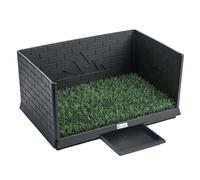 Pawhut inodoro para perros con césped artificial, 75x51x36,5 cm, con paredes altas, bandeja deslizante y fácil de limpiar, bandeja sanitaria para perros para entrenamiento, interior y exterior, negro