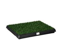 PawHut Inodoro para Perros con Césped Artificial y Bandeja Inodoro Interior para Mascotas con Cajón Lavable para Hacer PIS Pipi Orinar 51x63x6 cm Verde