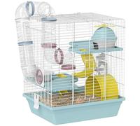 PawHut Jaula de 3 Niveles para Hámster Enano 34.5x27.5x41cm Azul