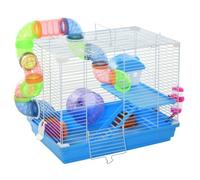 PawHut jaula de alambre de metal azul y blanco para hamsters