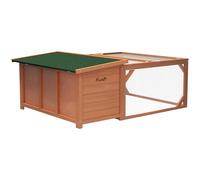 PawHut - Jaula de conejo para exteriores, con recinto, techo de asfalto, jaula de conejo de madera, para animales pequeños, conejillos de indias, patos y patos, 125,5 x 100 x 49 cm, color naranja