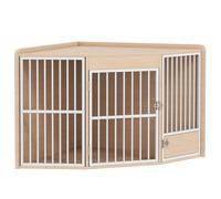 PawHut Jaula de Esquina para Perros, mesa auxiliar, con puerta giratoria, para perros pequeños y medianos 113 x 80 x 64 cm, roble