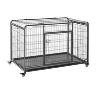 PawHut Jaula de Metal para Perros Plegable con Ruedas y Frenos Bandeja Extraible y Puerta con Pestillos para Golden Labrador 125x76x81 cm