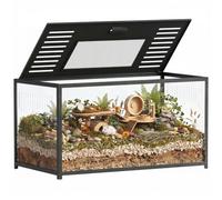 PawHut Jaula Grande hámster Sirio Enano, jerbo 100x50x52.5 cm Negro | Jaula metal antimordiscos, Base profunda, Tapa abrible, Excelente ventilación, Hábitat transparente animales pequeños