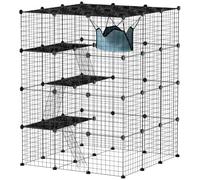 PawHut Jaula Grande para Gatos Interior 4 Niveles 105x105x140 cm Negro | 5 Puertas, 3 Plataformas de Salto, 3 Rampas, Hamaca, Recinto, Parque para Mascotas