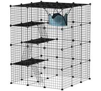 PawHut Jaula Grande para Gatos Interior de 4 Niveles con 5 Puertas 3 Plataformas de Salto 3 Rampas Hamaca 105x105x140 cm Negro