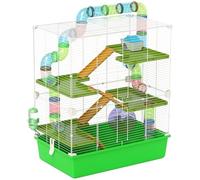 PawHut Jaula Grande para Hámsteres Jaula para Roedores 5 Niveles con Túneles, Bebedero, Rueda, Casita y Escaleras dim. 59L x 36l x 69H cm