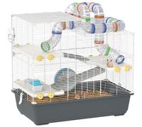 PawHut Jaula hámster 4 Niveles con Rueda 78x45x73 cm Gris