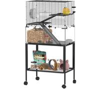 PawHut Jaula Hámster Enano con Ruedas 77x49x130.5 cm Negro