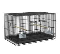 PawHut Jaula Metálica para Pájaros 77x46x45 cm con Bandeja Extraíble Perchas y Comederos Diseño Compacto y Seguro Negro Aosom España