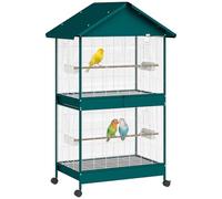 PawHut Jaula Pajarera con Ruedas 4 Comederos 94x70x158 cm